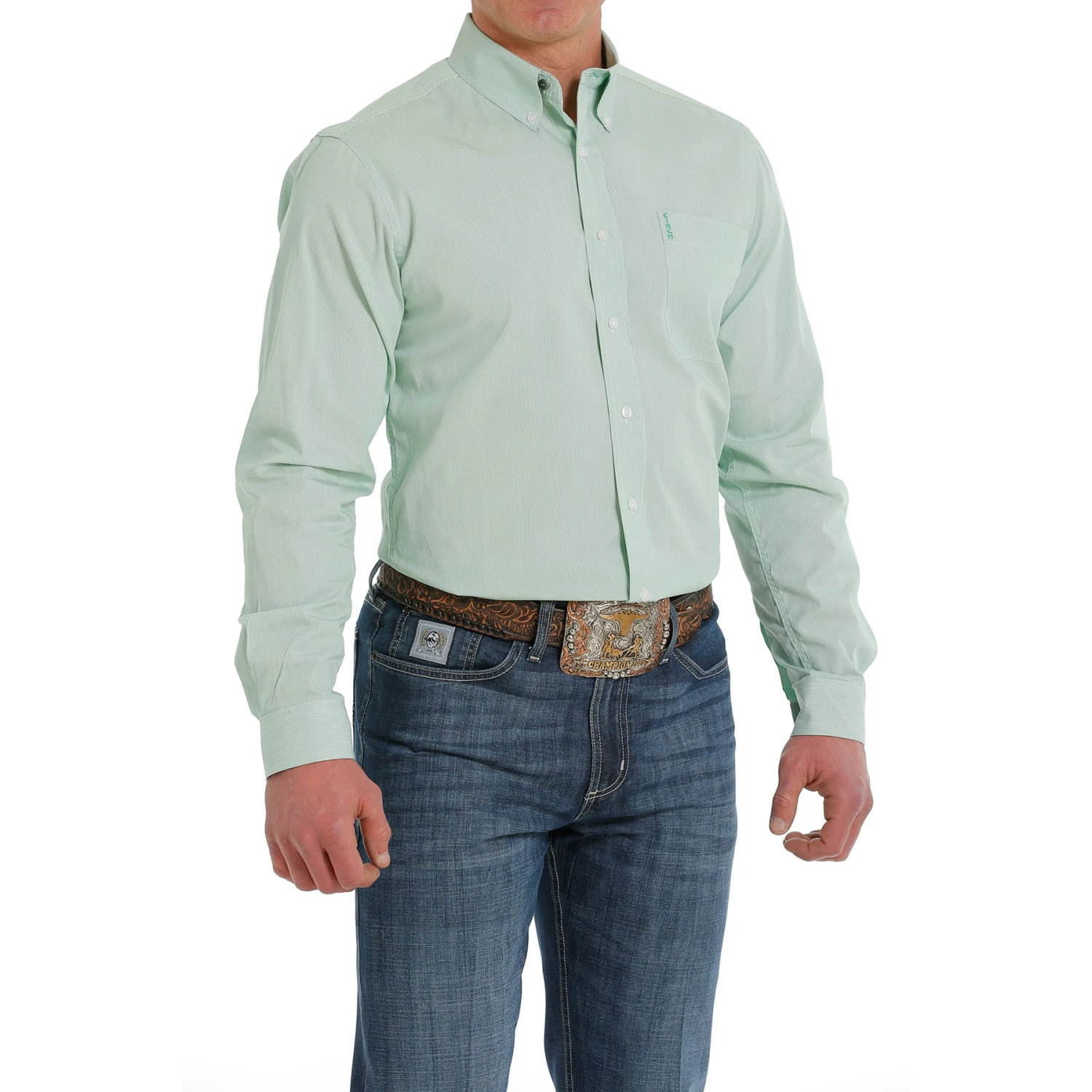 Cinch® Men's Striped Green Button Down Shirt MTW1347071 3 Cinch® Men's Striped Green Button Down Shirt MTW1347071