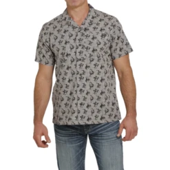 Cinch® Men's Grey Western Graphic Print Button Down Shirt MTW1401011