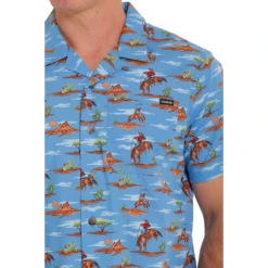 Cinch® Men's Western Graphic Blue Button Down Shirt MTW1401024 -RodeoGearShop MTW1401024 2 53f7ff37 219d 4700 9082 c2f80046e6a0