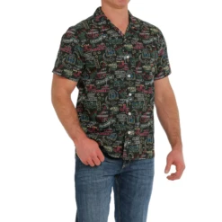 Cinch® Men's Western Saloon Black Button Down Shirt MTW1401025