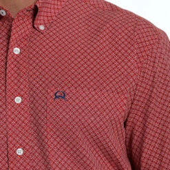 Cinch Men's Arenaflex Red Diamond Print Button Up Shirt MTW1704126 -RodeoGearShop MTW1704126 3 1