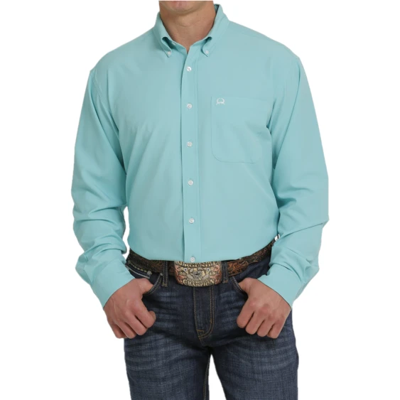 Cinch® Men's Arenaflex Solid Turquoise Button Down Shirt MTW1862014 3 Cinch® Men's Arenaflex Solid Turquoise Button Down Shirt MTW1862014