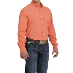 Cinch® Men's Athletic Solid Coral Button Down Shirt MTW1862015 -RodeoGearShop MTW1862015 2