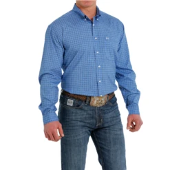 Cinch® Men's Arena Flex Royal Blue Geometric Print Button Down Shirt MTW1862017