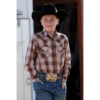 Cinch® Children's Orange & White Plaid Snap Down Shirt MTW7020088 -RodeoGearShop MTW7020088