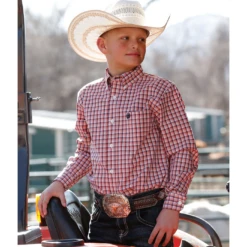 Cinch® Children's Pink Long Sleeve Plaid Button Down Shirt MTW7060274