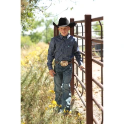 Cinch® Youth Boy's Navy Blue Patterned Button Down Shirt MTW7060291