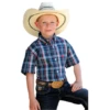 Cinch® Children's Navy Blue Plaid Button Down Shirt MTW7140027 -RodeoGearShop MTW7140027