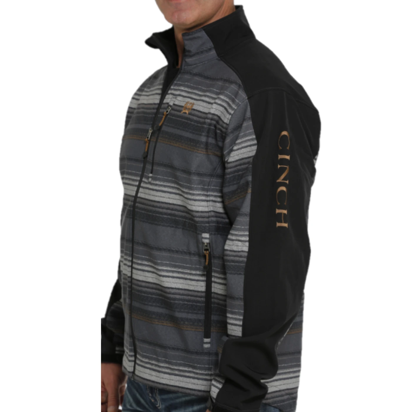 Cinch® Men's Black Striped Bonded Softshell Jacket MWJ1063004 5 Cinch® Men's Black Striped Bonded Softshell Jacket MWJ1063004 - Image 3