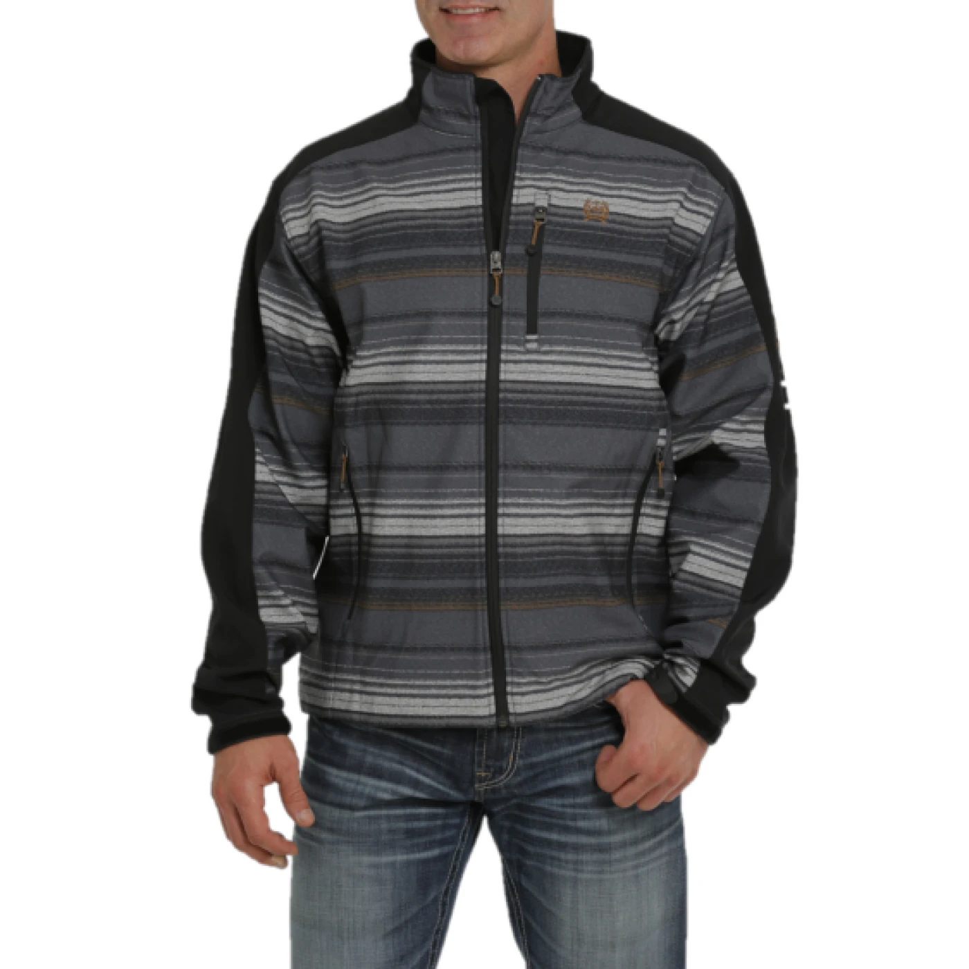 Cinch® Men's Black Striped Bonded Softshell Jacket MWJ1063004 3 Cinch® Men's Black Striped Bonded Softshell Jacket MWJ1063004