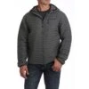 Cinch Men's Mid-Weight Heather Grey Down Hooded Jacket MWJ1507001 -RodeoGearShop MWJ1507001