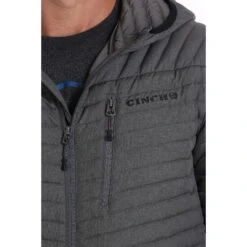 Cinch Men's Mid-Weight Heather Grey Down Hooded Jacket MWJ1507001 -RodeoGearShop MWJ1507001 4
