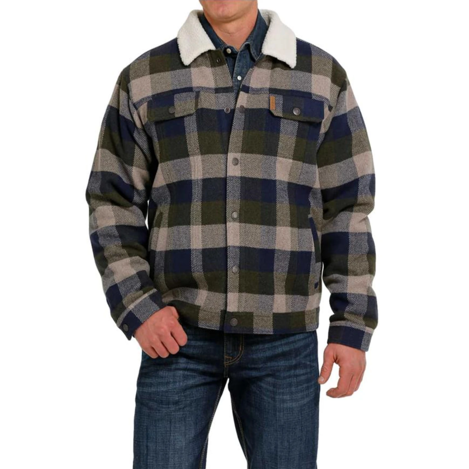 Cinch® Men's Multicolored Plaid Wool Trucker Jacket MWJ1511007 3 Cinch® Men's Multicolored Plaid Wool Trucker Jacket MWJ1511007