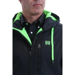 Cinch Men's Black Logo Softshell Hooded Bonded Jacket MWJ1524001 -RodeoGearShop MWJ1524001 4