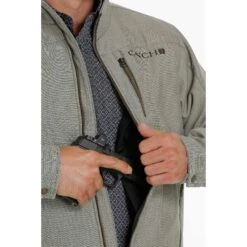 Cinch Men's Concealed Carry Textured Stone Grey Jacket MWJ1539002 -RodeoGearShop MWJ1539002 4