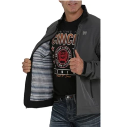 Cinch® Men's Grey Logo Softshell Bonded Jacket MWJ1567002 -RodeoGearShop MWJ1567002
