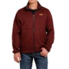 Cinch® Men's Knitted Burgundy Sweater Fleece Jacket MWJ1584001 2 Cinch® Men's Knitted Burgundy Sweater Fleece Jacket MWJ1584001 -RodeoGearShop MWJ1584001 2