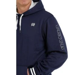 Cinch Men's Navy Logo Sleeve Pullover Hoodie MWK1206020 -RodeoGearShop MWK1206020 3 edtied