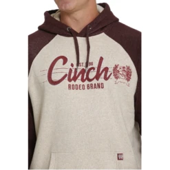 Cinch® Men's Logo Khaki & Burgundy Pullover Hoodie MWK1217008 -RodeoGearShop MWK1217008 1