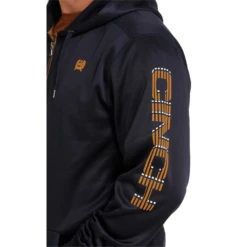 Cinch® Men's 1/4 Zip Tech Navy & Orange Pullover Hoodie MWK1240001 -RodeoGearShop MWK1240001 2