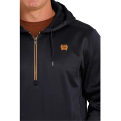 Cinch® Men's 1/4 Zip Tech Navy & Orange Pullover Hoodie MWK1240001 -RodeoGearShop MWK1240001 3
