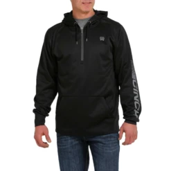 Cinch® Men's Black Pullover Half Zip Hoodie MWK1240003 -RodeoGearShop MWK1240003a