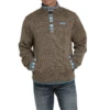 Cinch® Men's Brown With Teal Stripes Fleece Pullover MWK1534002 -RodeoGearShop MWK1534002