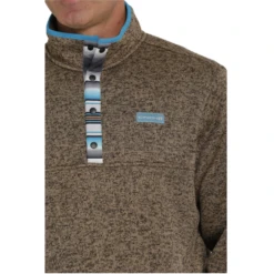 Cinch® Men's Brown With Teal Stripes Fleece Pullover MWK1534002 -RodeoGearShop MWK1534002 2