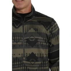 Cinch® Men's Aztec Printed Olive Fleece Pullover MWK1558002 -RodeoGearShop MWK1558002 2