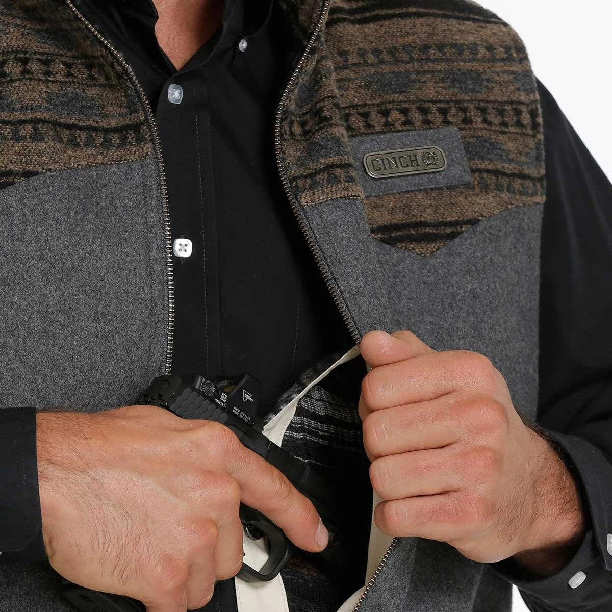 Cinch Men's Concealed Carry Wooly Charcoal Grey Vest MWV1543002 5 Cinch Men's Concealed Carry Wooly Charcoal Grey Vest MWV1543002 - Image 3