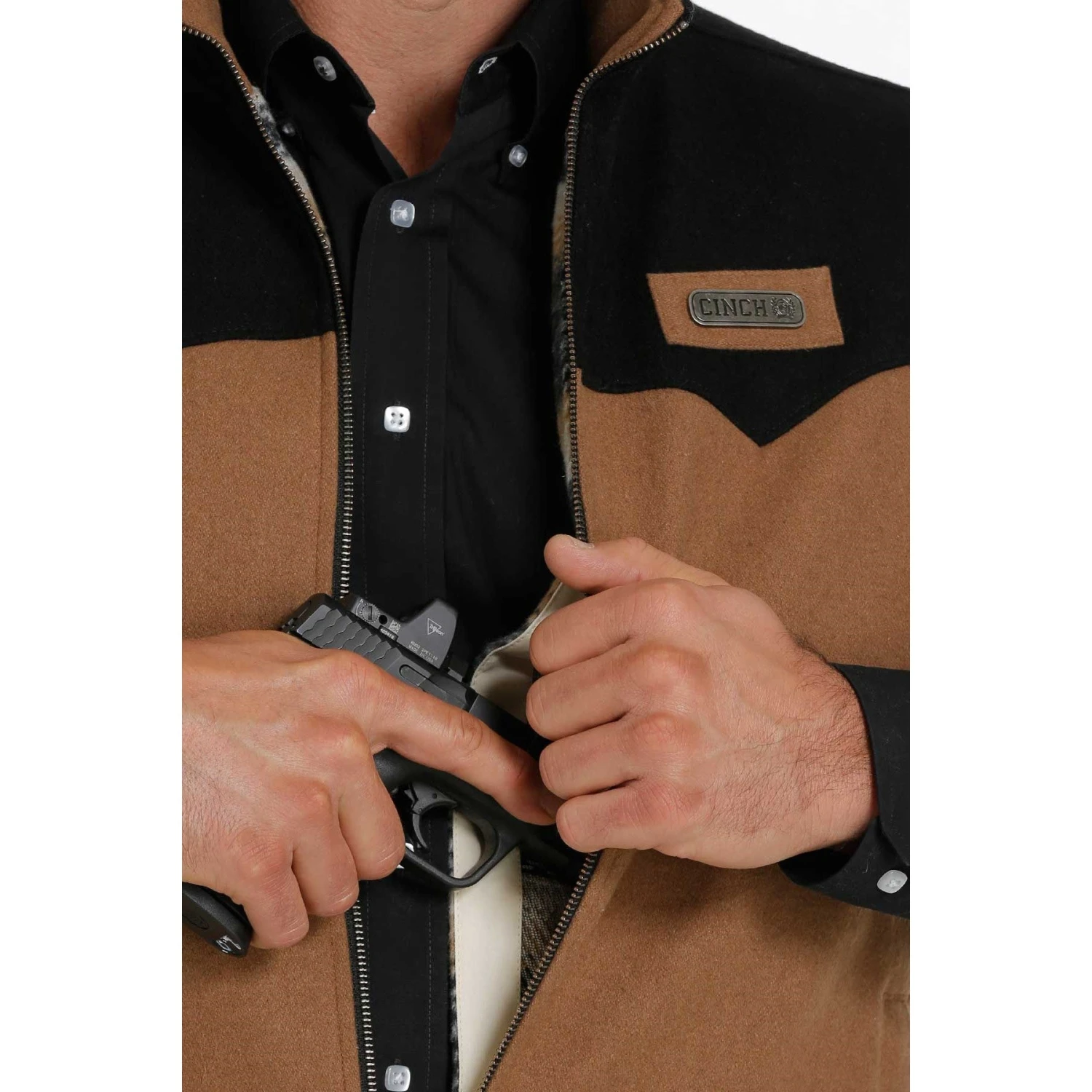 Cinch Men's Concealed Carry Brown And Black Wooly Vest MWV1543003 5 Cinch Men's Concealed Carry Brown And Black Wooly Vest MWV1543003 - Image 3