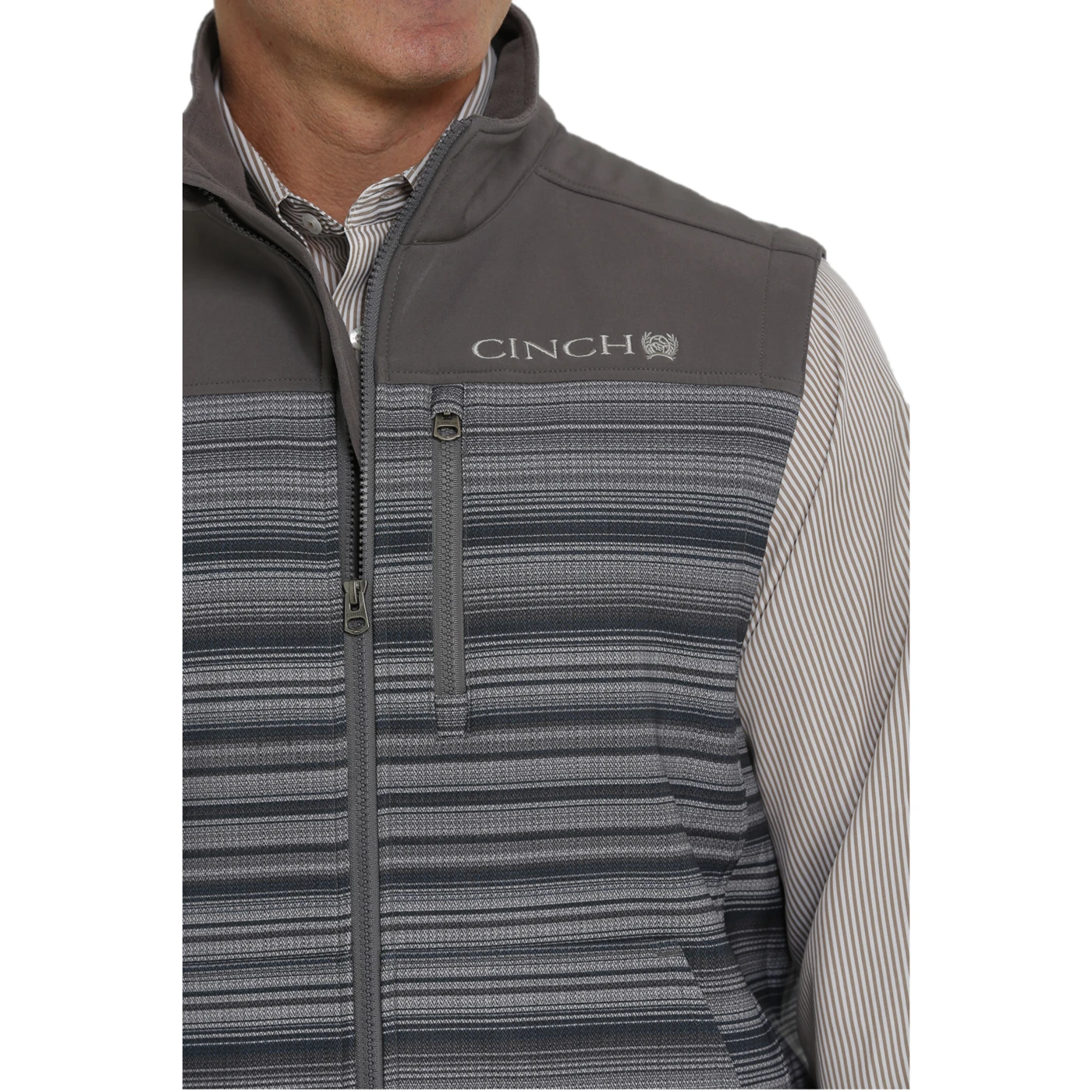 Cinch® Men's Grey Striped Bonded Vest MWV1563002 6 Cinch® Men's Grey Striped Bonded Vest MWV1563002 - Image 4