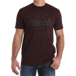 Cinch Men's Classic Logo Burgundy Short Sleeve T-Shirt MTT1690378