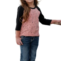 Cinch® Youth Girl's 3/4 Raglan Sleeve Pink T-Shirt CTK3530029