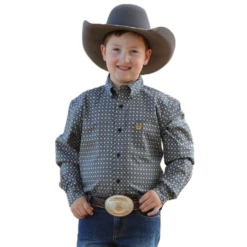 Cinch® Youth Boy's Geometric Print Navy Button Down Shirt MTW7060292