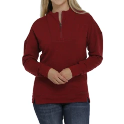 Cinch Ladies Heather Red 1/4 Zip Pullover MAK7897001