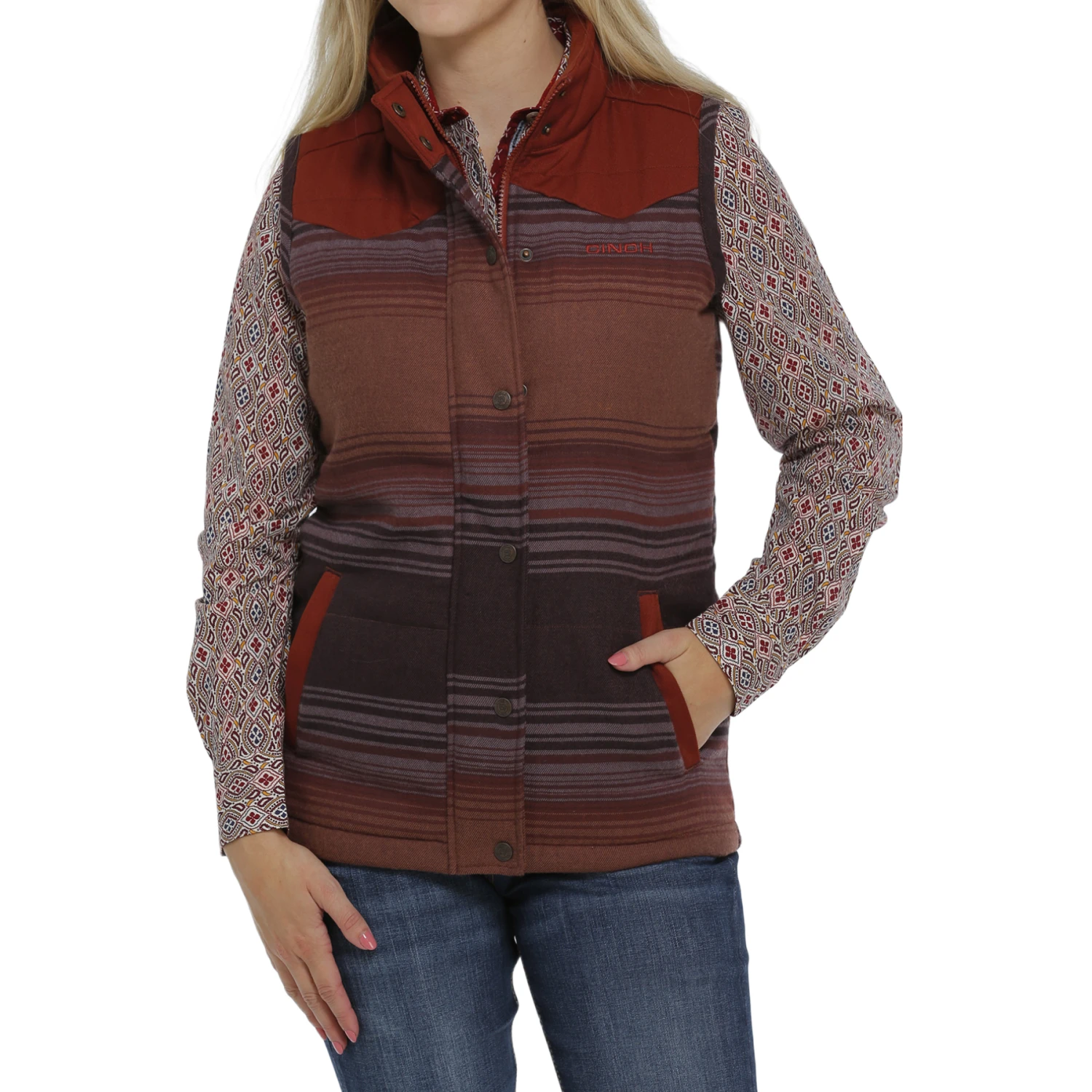Cinch Ladies Multicolored StripedVest MAV9884003 3 Cinch Ladies Multicolored StripedVest MAV9884003