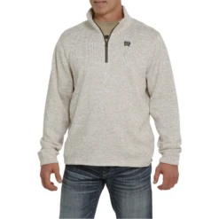Cinch Men's 1/4 Zip Solid Cream Pullover MWK1080008
