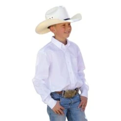 Cinch Children's Solid Twill White Button-Down Shirt MTW7060031