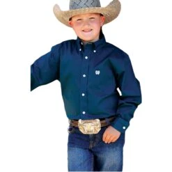 Cinch® Boy's Solid Teal Button Down Shirt MTW7060278