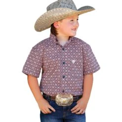 Cinch® Youth Coral Medallion Print Button Down Shirt MTW7140026