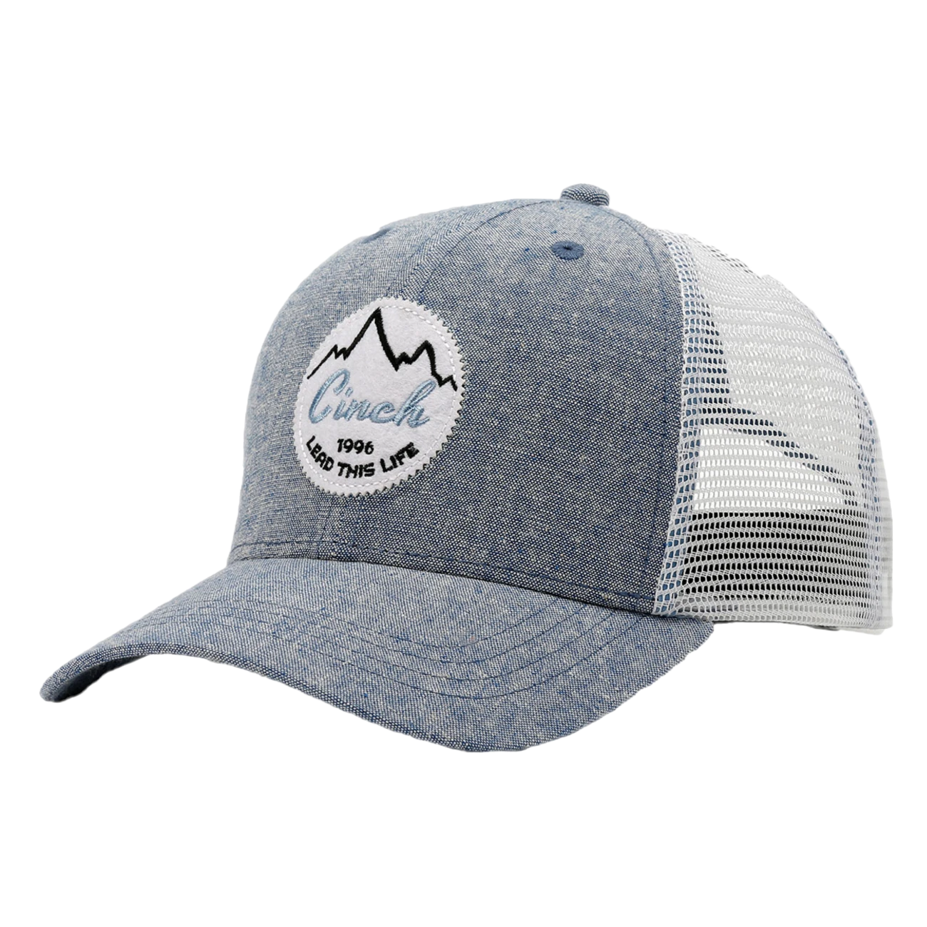 Cinch® Men's Logo Light Washed Blue & White Trucker Cap MCC0511008 5 Cinch® Men's Logo Light Washed Blue & White Trucker Cap MCC0511008 - Image 3