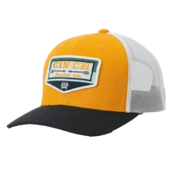 Cinch® Men's Yellow & White Logo Patch 6-Panel Trucker Hat MCC0660616