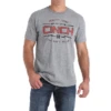 Cinch Men's Heather Grey Logo Graphic Short Sleeve T-Shirt MTT1690377 -RodeoGearShop cinch mens heather gray red logo tee