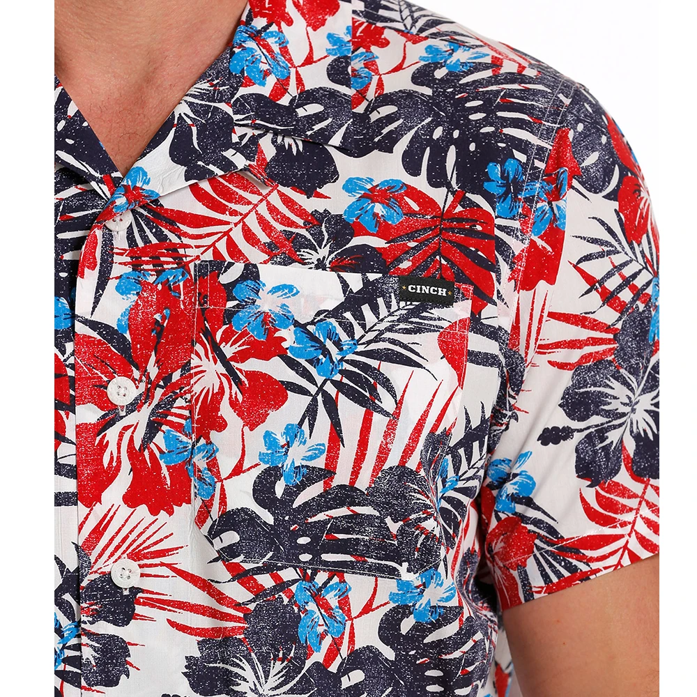 Cinch Men's White Floral Camp Short Sleeve Shirt MTW1401031 5 Cinch Men's White Floral Camp Short Sleeve Shirt MTW1401031 - Image 3