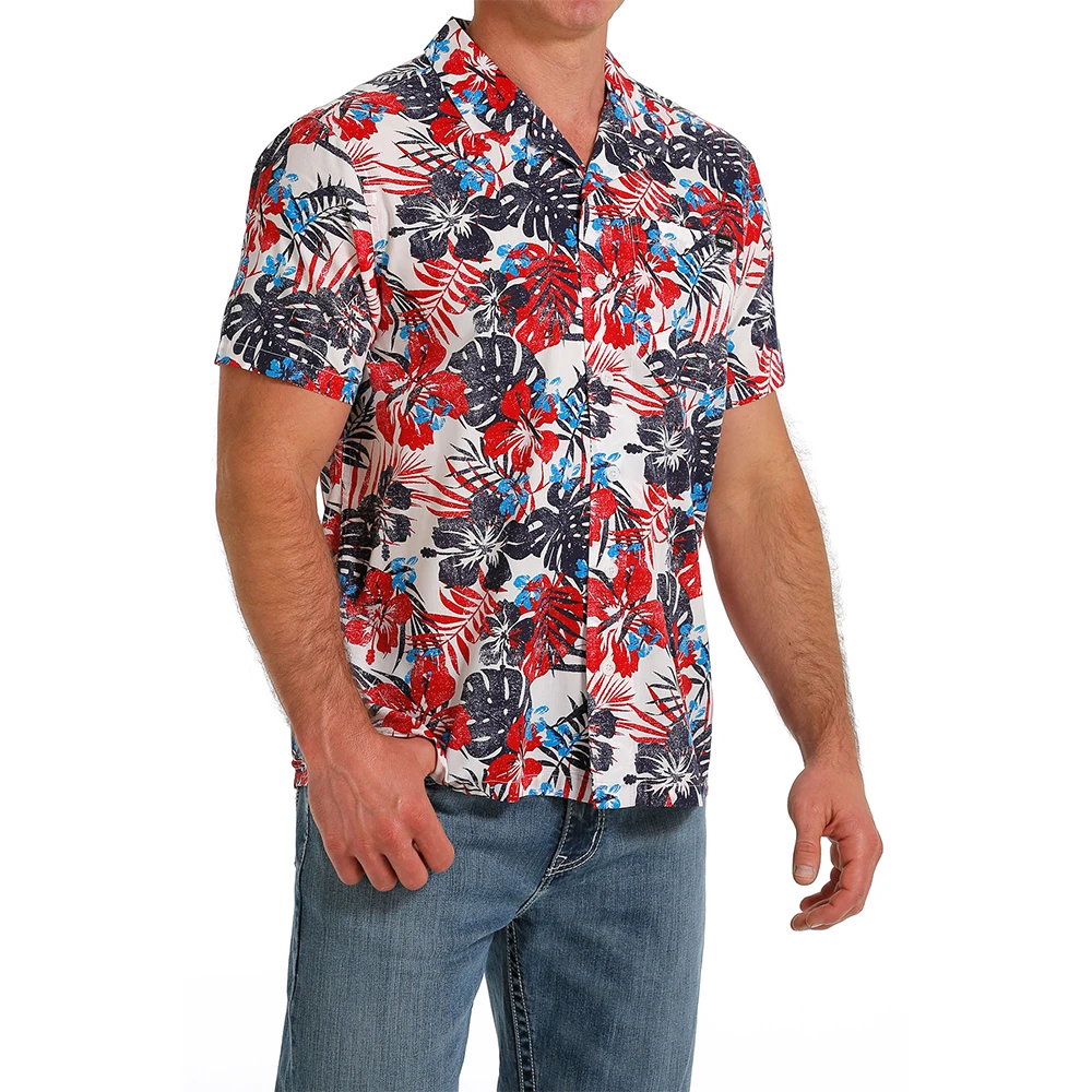 Cinch Men's White Floral Camp Short Sleeve Shirt MTW1401031 4 Cinch Men's White Floral Camp Short Sleeve Shirt MTW1401031 - Image 2