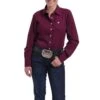 Cinch Ladies Solid Burgundy Western Button Down Shirt MSW9164030 -RodeoGearShop msw9164030 1050 detail