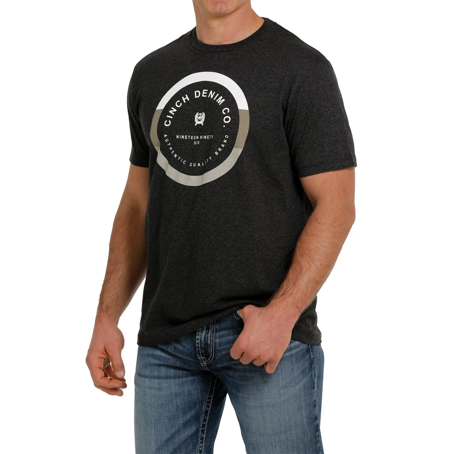Cinch Men's Printed Logo Heather Black Short Sleeve T-Shirt MTT1690470 3 Cinch Men's Printed Logo Heather Black Short Sleeve T-Shirt MTT1690470