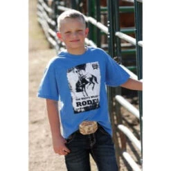Cinch Children's West's Wildest Graphic Heather Blue T-Shirt MTT7670113
