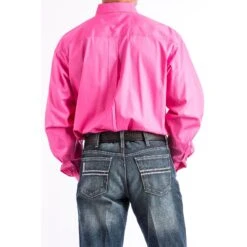 Cinch Men's Western Solid Pink Button-Down Shirt MTW1103320 7 Cinch Men's Western Solid Pink Button-Down Shirt MTW1103320 -RodeoGearShop mtw1103320 3 1619 detail